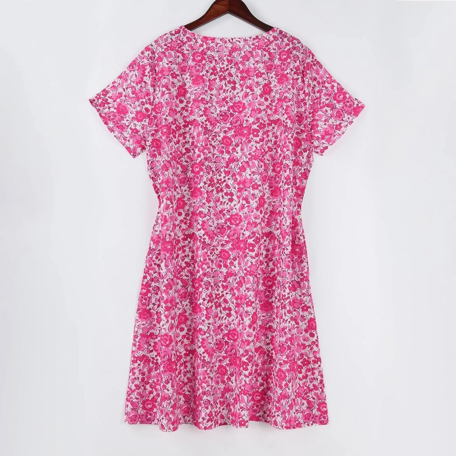 Boho Dresses for Women 2025 Summer Floral Print Short Sleeve Midi Dress Casual Loose A Line Beach Sun Dresses with Pockets