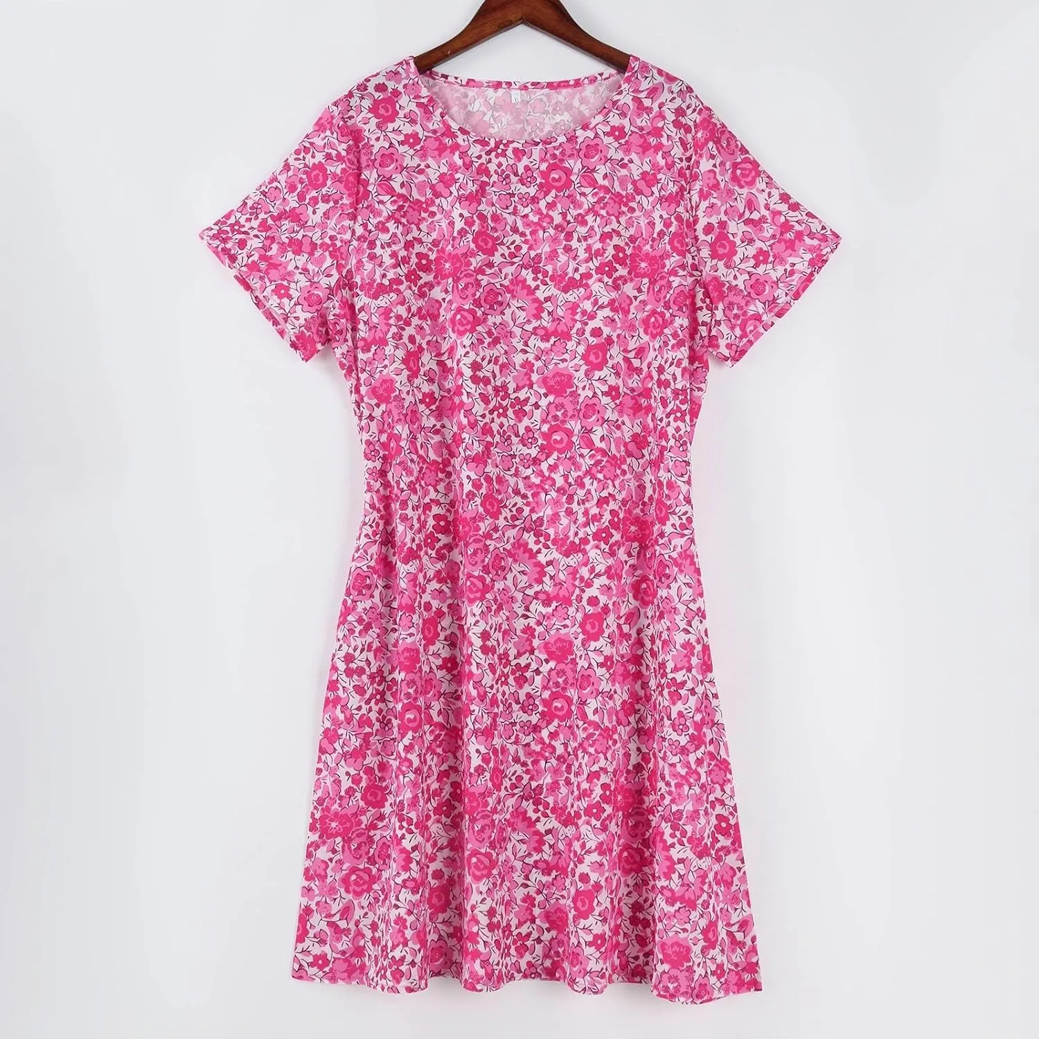 Boho Dresses for Women 2025 Summer Floral Print Short Sleeve Midi Dress Casual Loose A Line Beach Sun Dresses with Pockets
