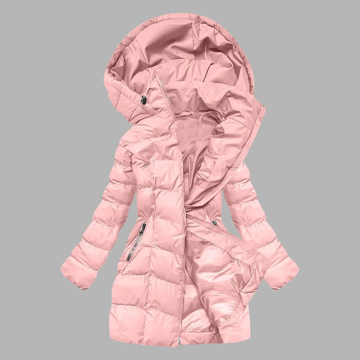 Borniu Women Winter Down Puffer Coat Warm Hooded Down Jacket Quilted Thicken Puffer Jacket Outerwear with Pockets