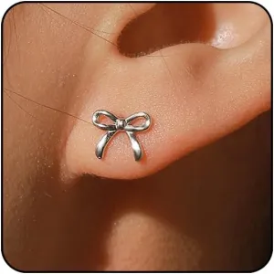 Bow Earrings for Women Silver Rhinestone Earrings Pearl Bow Earrings Gold Bow Earrings Dangle Sparkly Earrings Pink Pearl Drop Earrings Bling Earrings Bow Jewelry Dainty Silver Earrings Bow Accessories