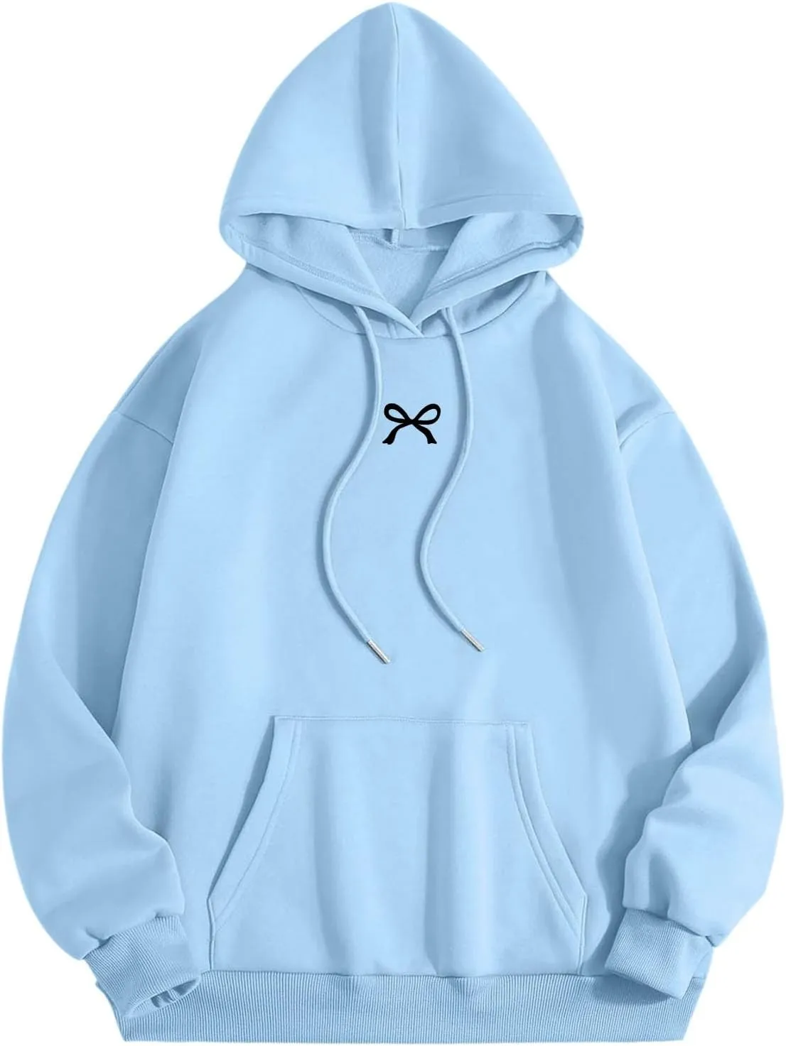 Bow Oversized Sweatshirt for Women Winter Fall Basic Hoodies Fashion Trendy Long Sleeve Sweaters Outfits