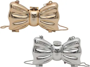Bow Purse for Women Mini Bow Clutch Purse Crossbody Cute Clutch Y2k Bow Metallic Small Wedding Party Mirror Handbag