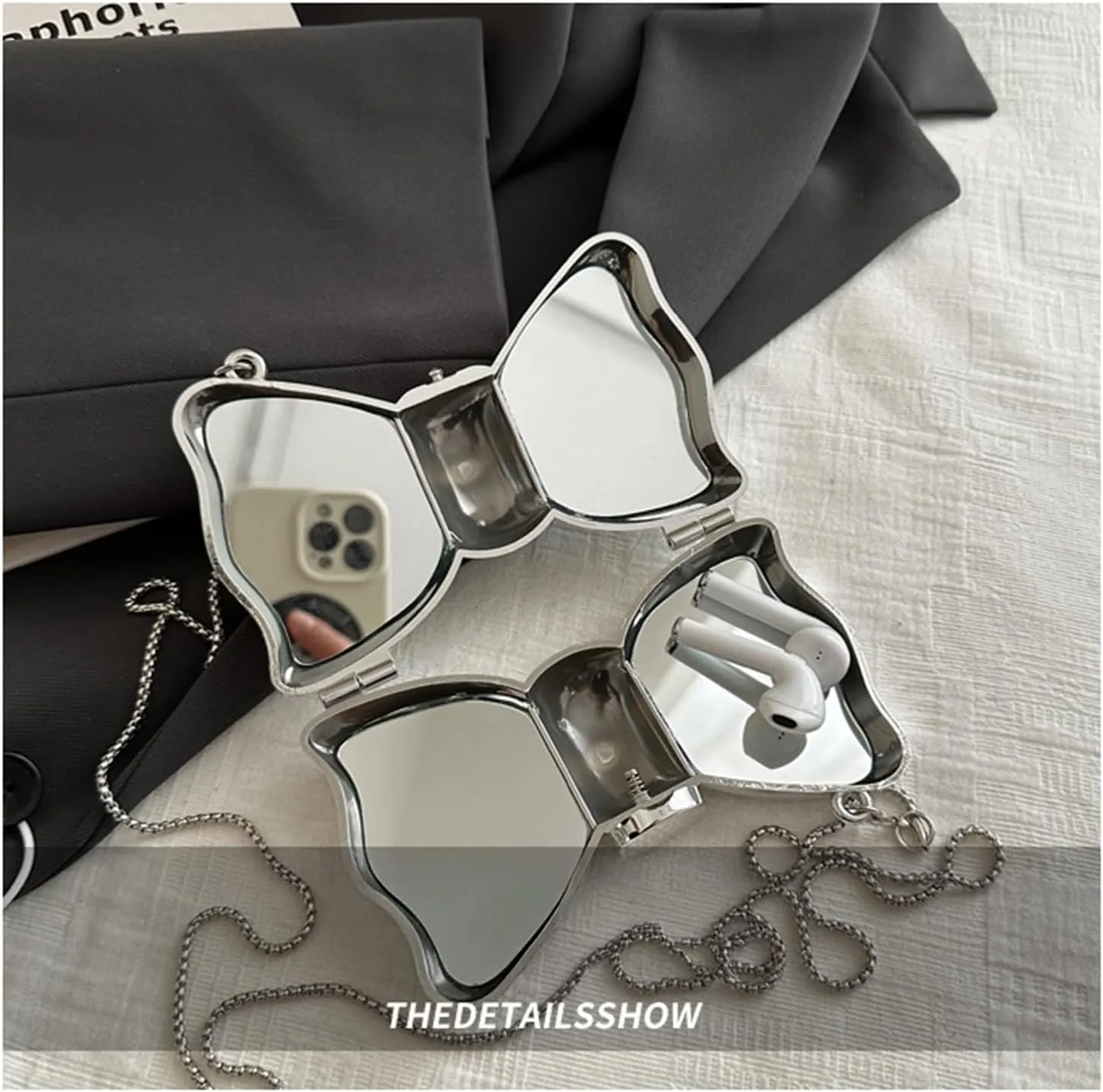 Bow Purse for Women Mini Bow Clutch Purse Crossbody Cute Clutch Y2k Bow Metallic Small Wedding Party Mirror Handbag