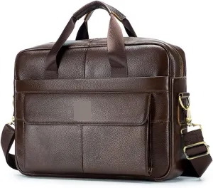Briefcases Messenger Bags Laptop Bag Leather Business Men Briefcase Male Real Cow Leather Men Shoulder Messenger Bag Travel Computer Handbags Brown