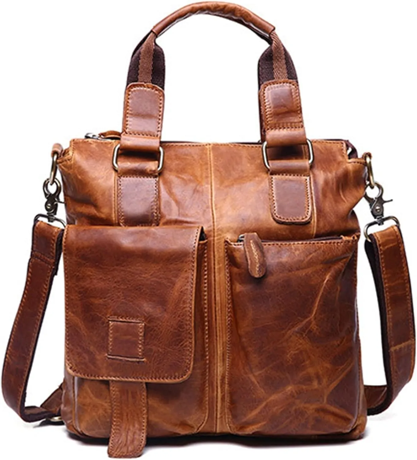 Briefcases Messenger Bags Laptop Bag Men Genuine Leather Handbag Male Cowhide Leather Shoulder Bag Men Vertical Briefcase Tote Crossbody Bag