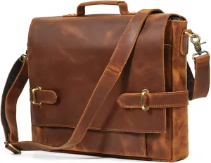 Briefcases Messenger Bags Laptop Bag Vintage Leather Men Portfolio Genuine Leather Lawyer Doctor Briefcase Document Laptop Messenger Shoulder Brief Attache case