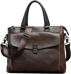 Briefcases Messenger Bags Laptop Bag Vintage MenBriefcase Brand PU Leather Handbag Male Large Solid Shoulder Bag Business Office Laptop Bags Casual Man Tote Brown