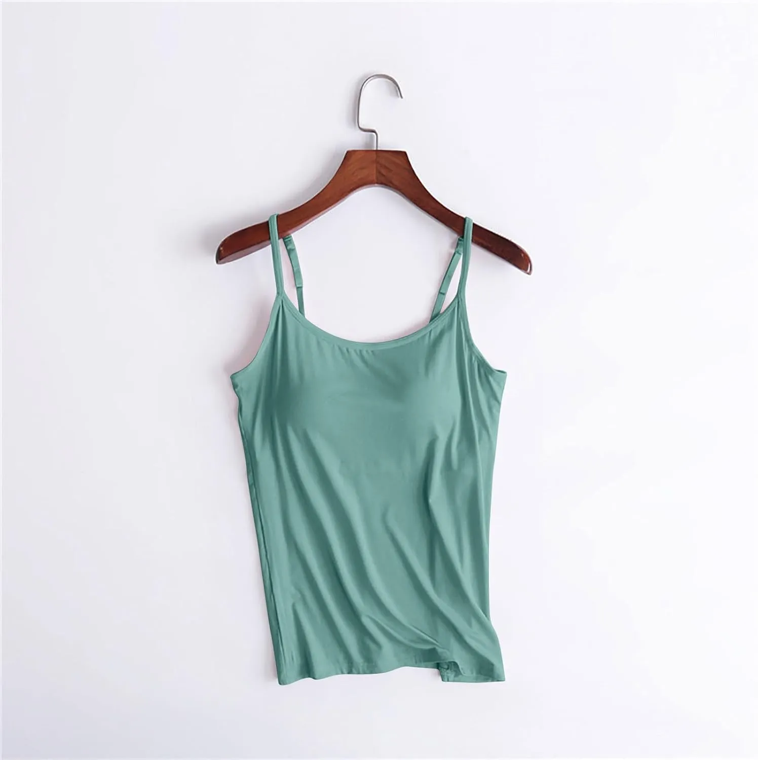 Built in Bra Tank Tops for Women 2024 Summer Casual, Padded Adjustable Spaghetti Strap Womens Camisole Tops