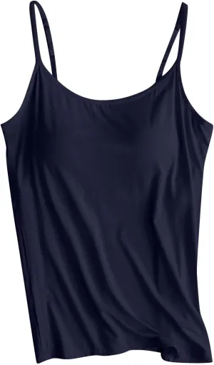 Built in Bra Tank Tops for Women 2024 Summer Casual, Padded Adjustable Spaghetti Strap Womens Camisole Tops