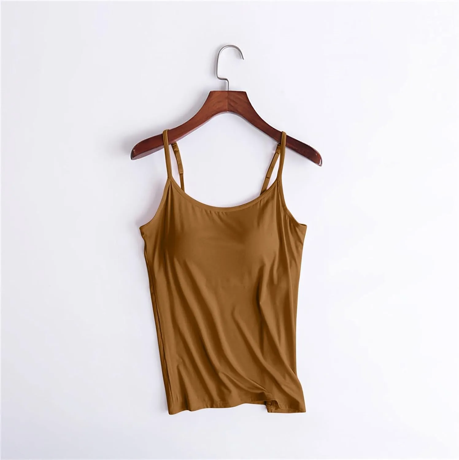 Built in Bra Tank Tops for Women 2024 Summer Casual, Padded Adjustable Spaghetti Strap Womens Camisole Tops