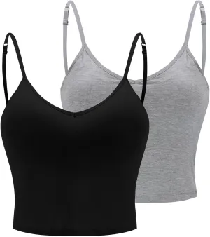 Built in Bra Tank Tops for Women Chest Pad Without Wearing Bra One Tank Top Yoga Camisole Tops Women Built in Bras
