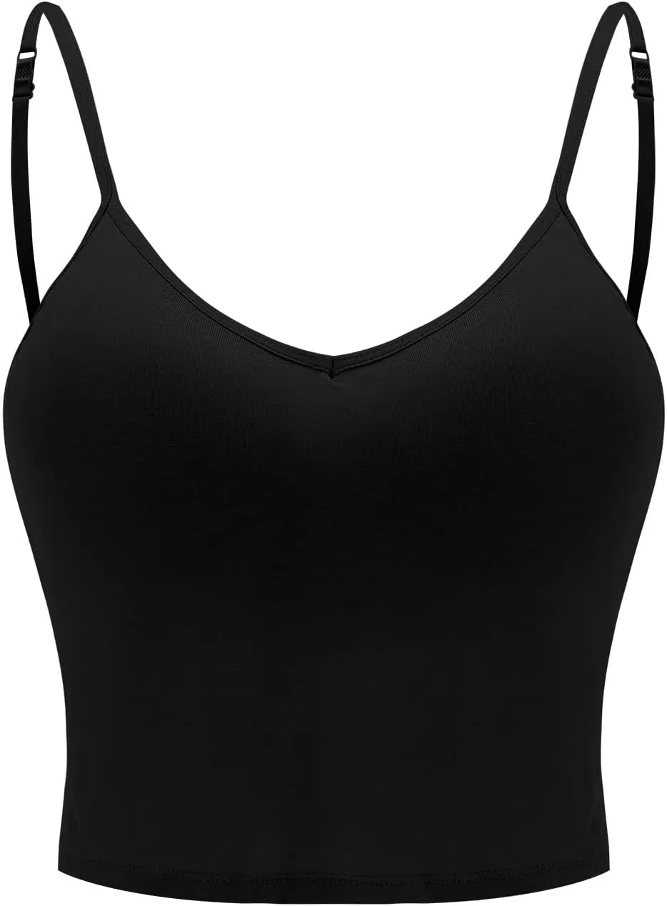 Built in Bra Tank Tops for Women Chest Pad Without Wearing Bra One Tank Top Yoga Camisole Tops Women Built in Bras
