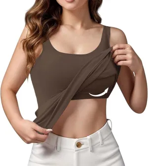 Built in Bra Tank Tops for Women Cotton Padded Womens Spaghetti Strap Camisole Plus Size Sports Bras