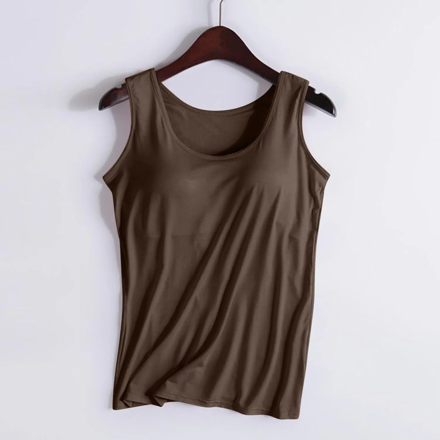 Built in Bra Tank Tops for Women Cotton Padded Womens Spaghetti Strap Camisole Plus Size Sports Bras