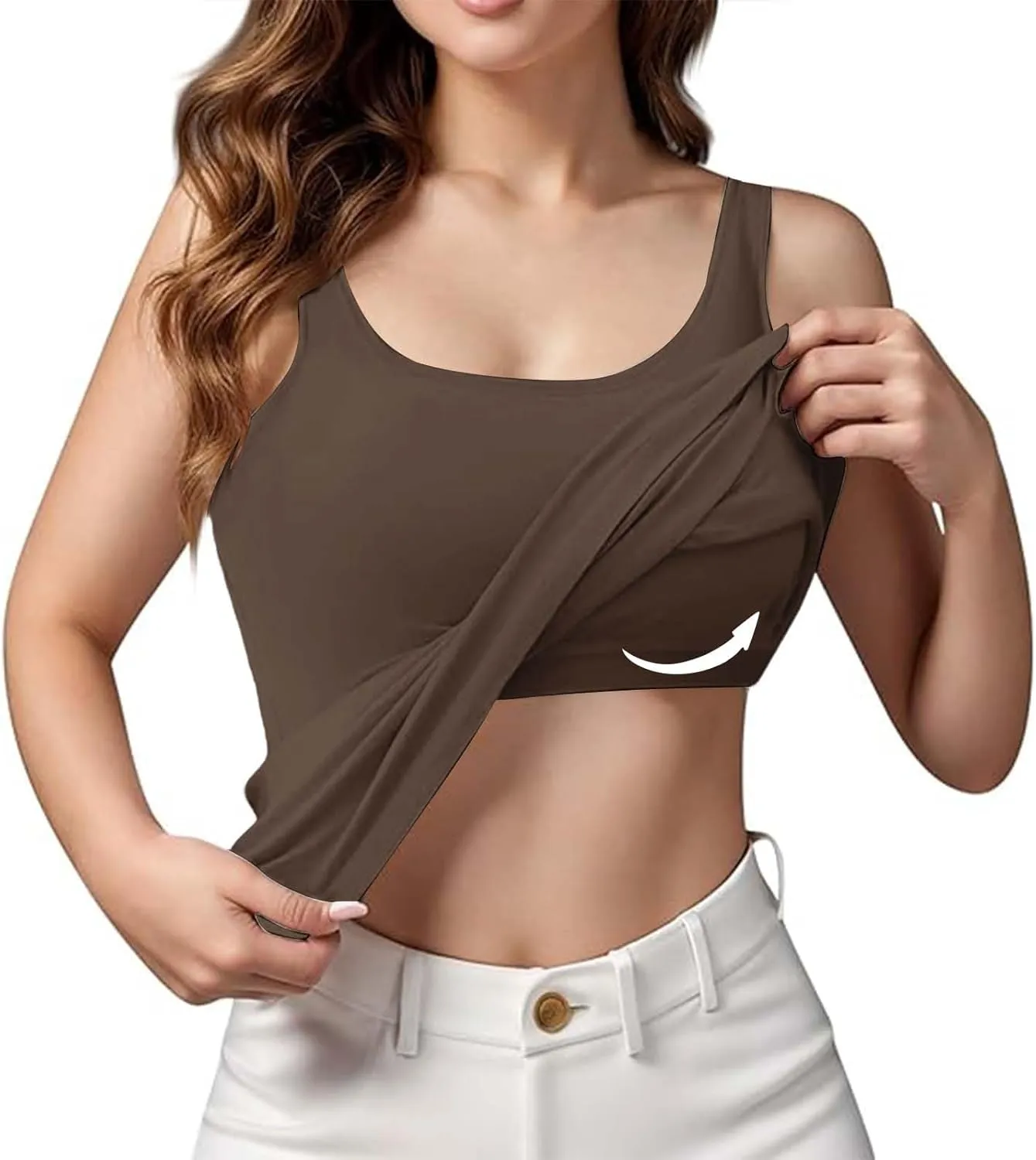 Built in Bra Tank Tops for Women Cotton Padded Womens Spaghetti Strap Camisole Plus Size Sports Bras