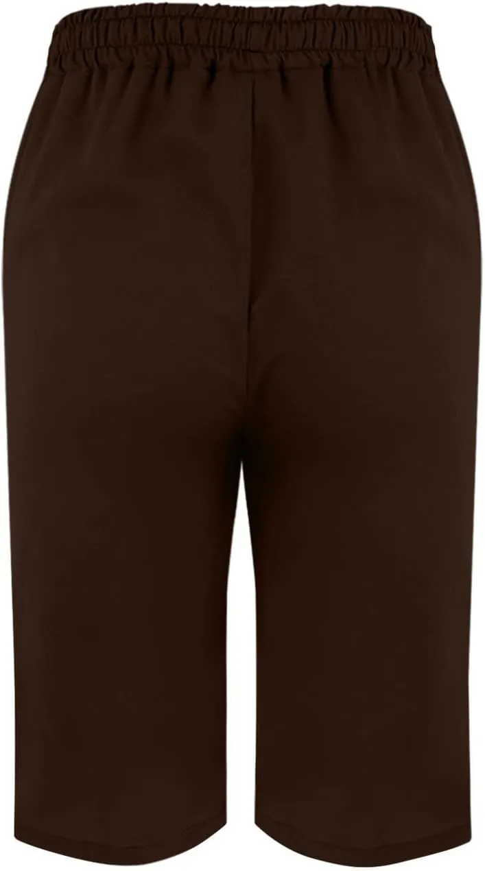 Capris Linen Pants for Women 2025 Summer Wide Leg Causal Beach Shorts Elastic High Waist Linen Trousers with Pockets