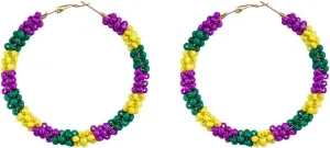 Carnival MARDI GRAS Earrings for Women Shiny Glitter Carnival Mask Letter Crown Hat Llama Fleur De Lis Lightweight Acrylic Beaded Purple Green Gold Festival Carnival Parade Party Statement Jewelry