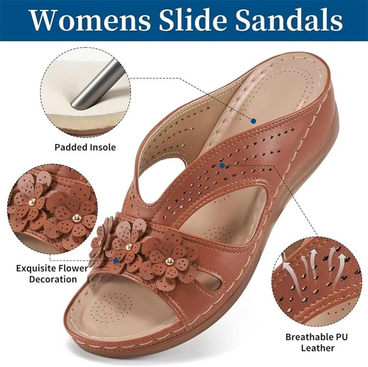 Casual Sandals Women Arch Support Wedge Sandals for Women Open Toe Shoes Comfortable Strap Beach Sandals
