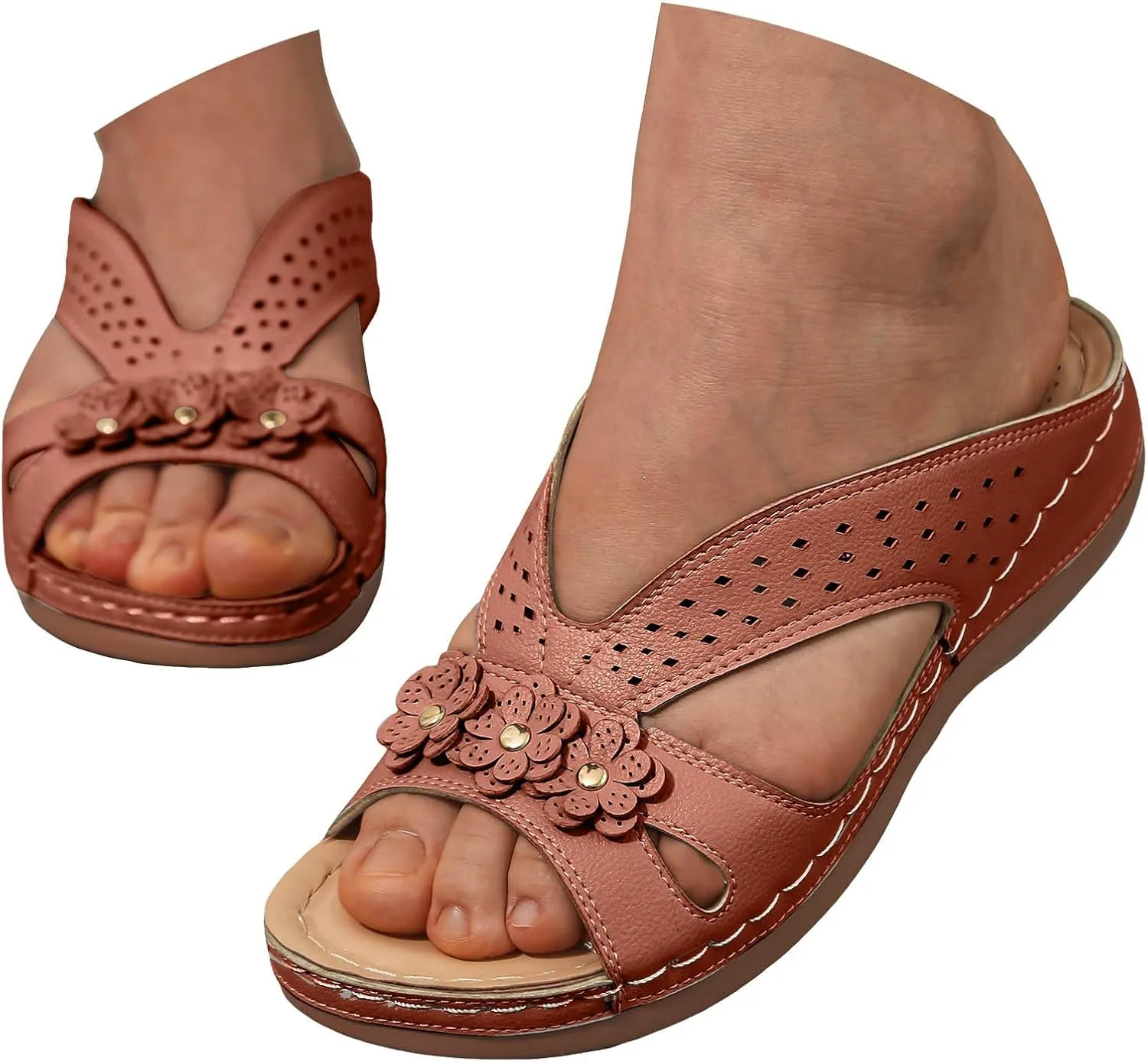 Casual Sandals Women Arch Support Wedge Sandals for Women Open Toe Shoes Comfortable Strap Beach Sandals