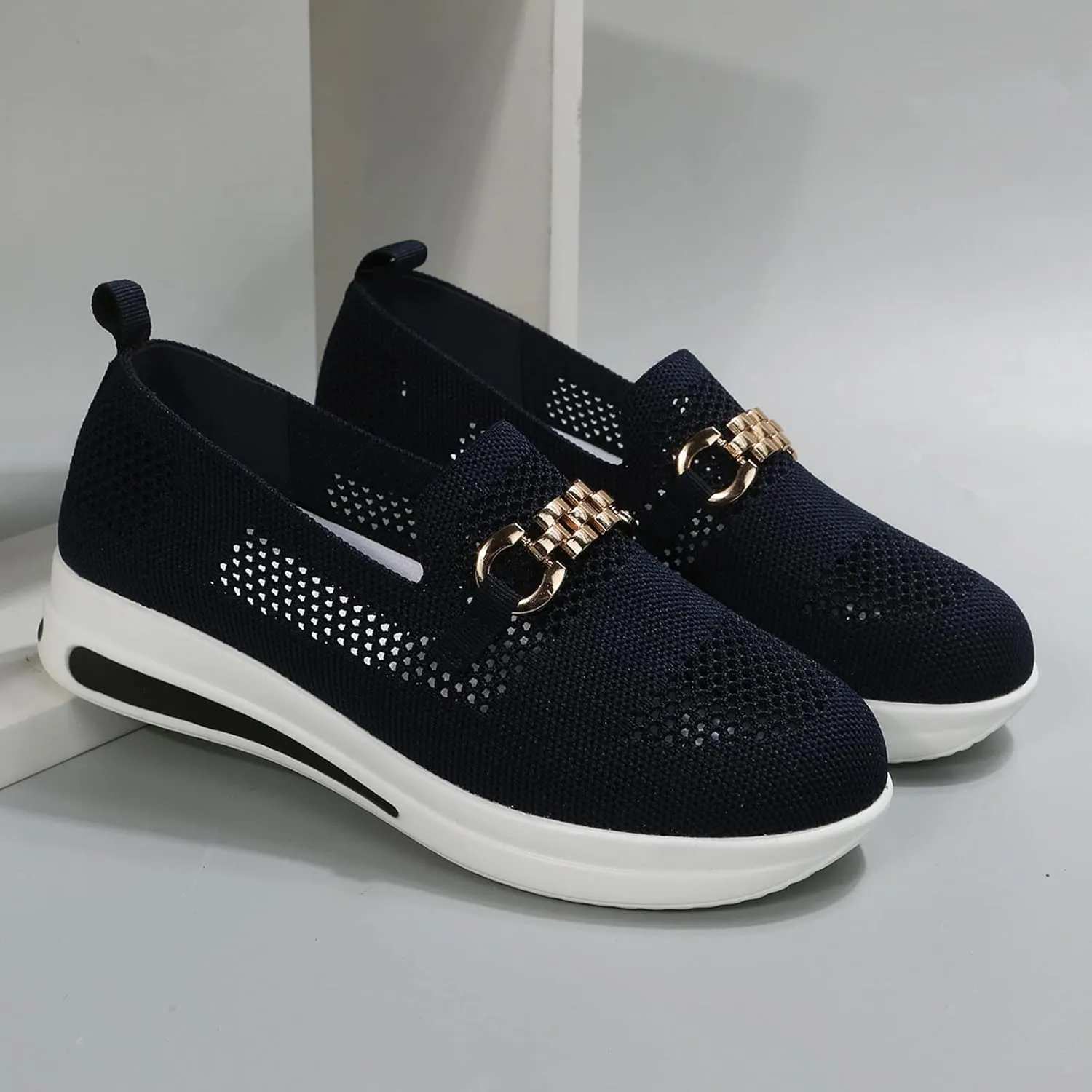 Cathalem Sneakers for Women Athletic Slip on Shoes Woven Orthopedic Breathable Soft Shoes Hands Free Slip in Sneakers