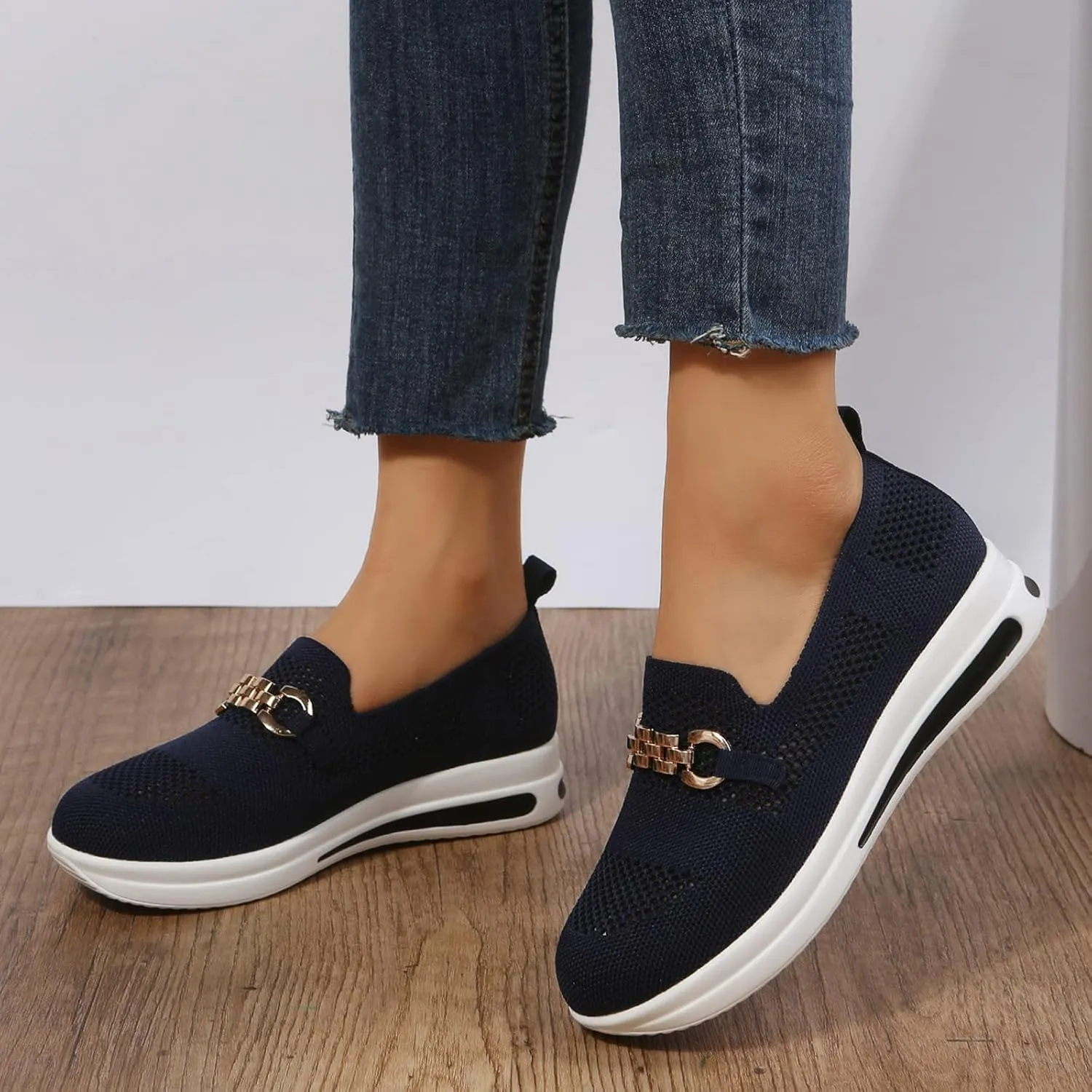 Cathalem Sneakers for Women Athletic Slip on Shoes Woven Orthopedic Breathable Soft Shoes Hands Free Slip in Sneakers