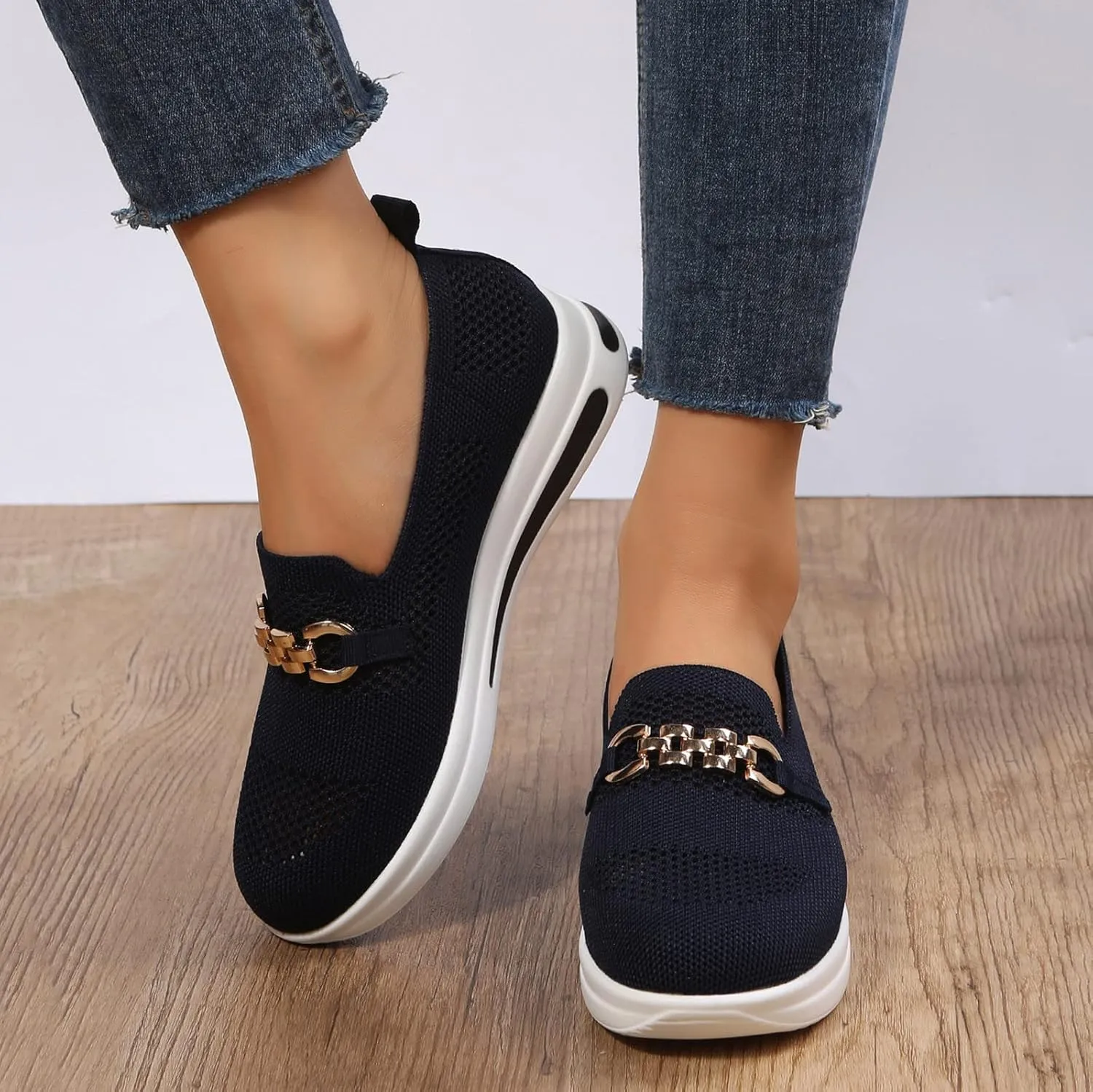 Cathalem Sneakers for Women Athletic Slip on Shoes Woven Orthopedic Breathable Soft Shoes Hands Free Slip in Sneakers
