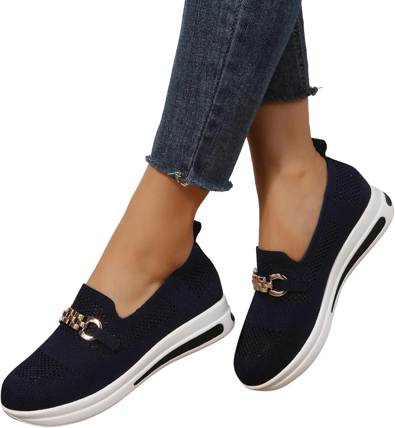 Cathalem Sneakers for Women Athletic Slip on Shoes Woven Orthopedic Breathable Soft Shoes Hands Free Slip in Sneakers