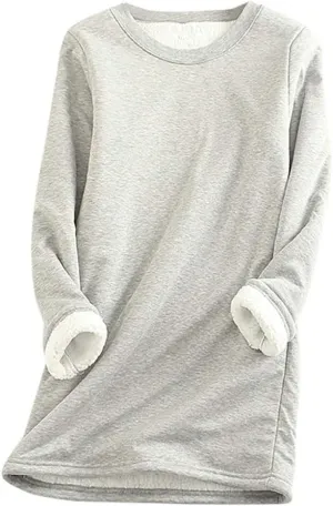 Ceboyel Women Fleece Lined Sweatshirts Sherpa Fuzzy Pullover Tops Loose Fit Cute Sweater Warm Winter Trendy Cozy Clothing