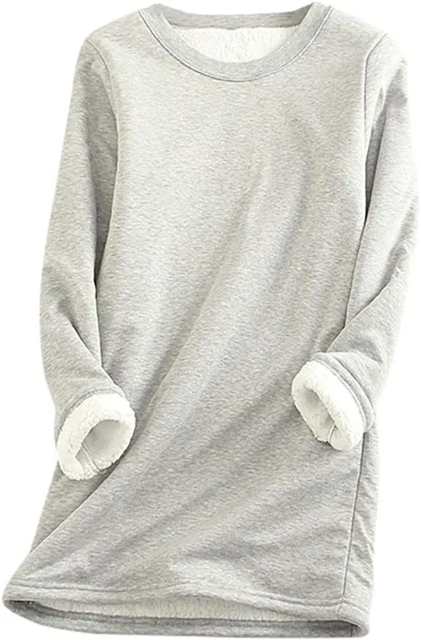 Ceboyel Women Fleece Lined Sweatshirts Sherpa Fuzzy Pullover Tops Loose Fit Cute Sweater Warm Winter Trendy Cozy Clothing