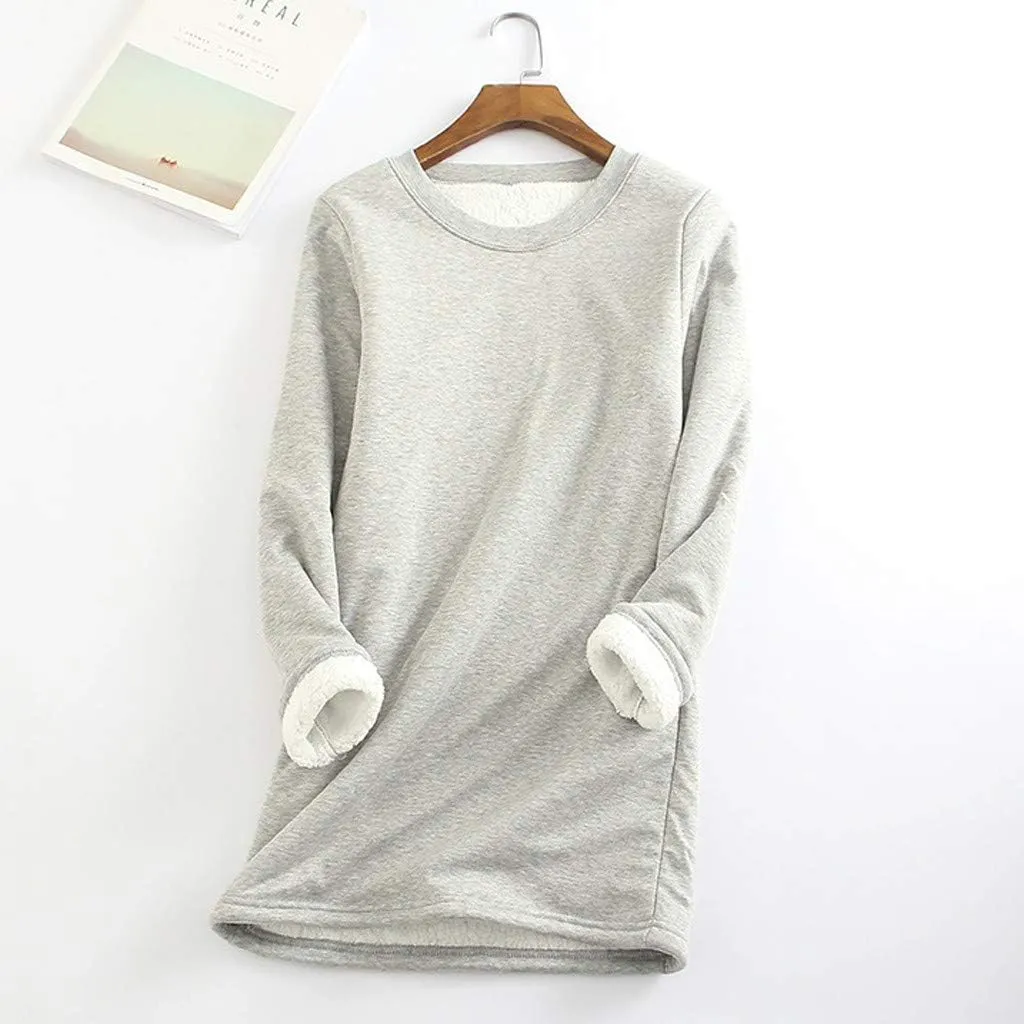 Ceboyel Women Fleece Lined Sweatshirts Sherpa Fuzzy Pullover Tops Loose Fit Cute Sweater Warm Winter Trendy Cozy Clothing