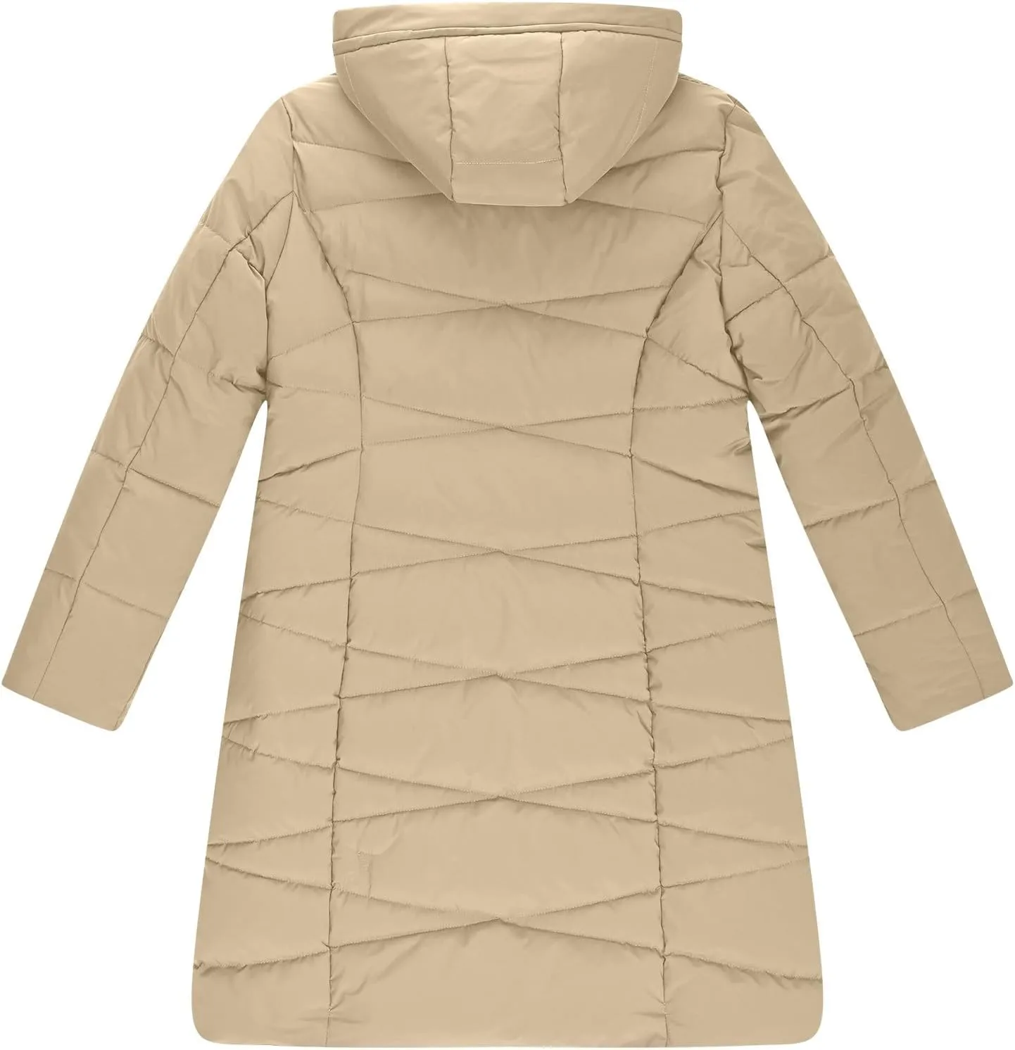 Ceboyel Women Zip Up Quilted Puffer Jackets Warm Winter Coats Long Sleeve Hooded Jacket Clothes Outerwear With Pockets