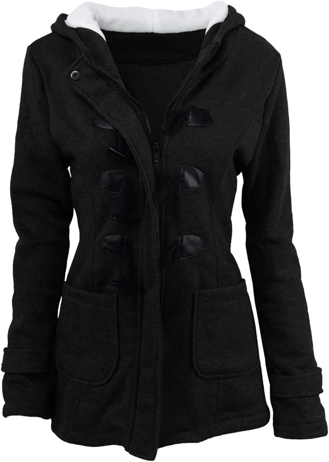 Ceboyel Womens Horn Button Winter Coats Fleece Lined Thicken Jackets Fashion Pea Coat Sweater 2023 Trendy Warm Clothes