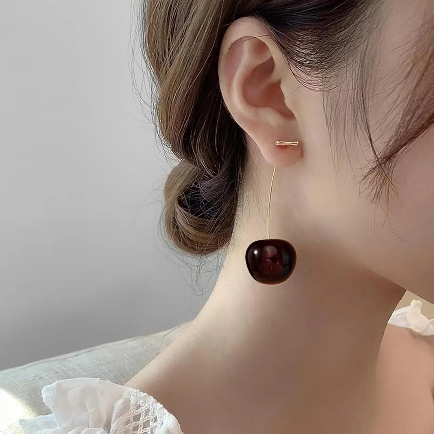 Cherry Earrings 3D Cherry Earrings for Women Cute Red Fruit Earring for Women Red Decorations Dress