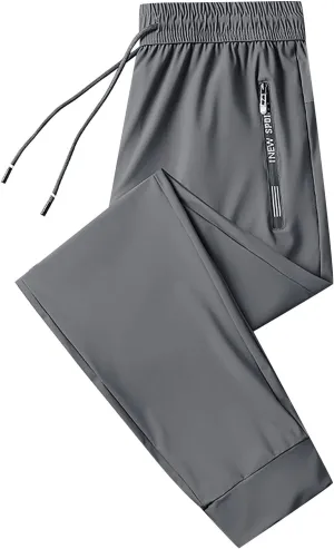 Chinos Pants Men Elastic Waist Drawstring Athletic Pants Quick Dry Lightweight Jogging Hiking Pants Plus Size Baggy Trousers