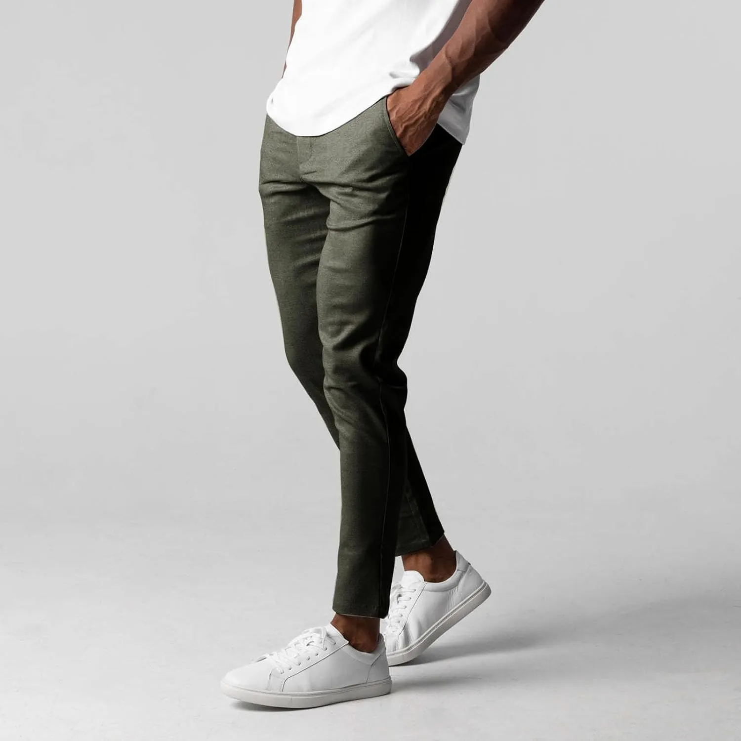 Chinos Pants Men Elasticity Casual Work Active Chinos Pant Elasticity Slim Fit Running Workout Trousers with Pockets