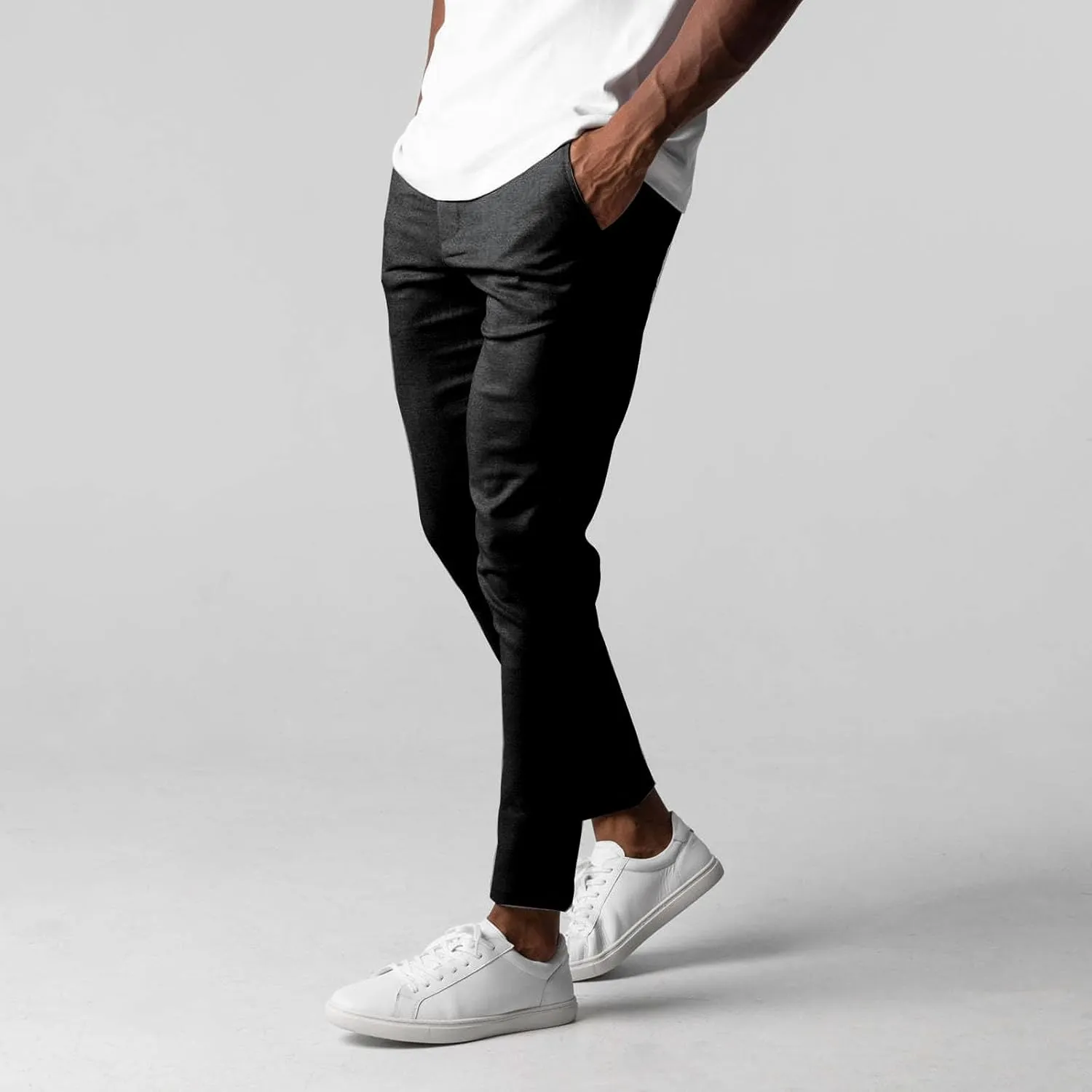 Chinos Pants Men Elasticity Casual Work Active Chinos Pant Elasticity Slim Fit Running Workout Trousers with Pockets
