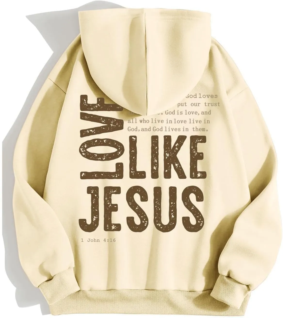 Christian Hoodies for Women Love Like Jesus Letter Graphic Bible Verse Oversized Long Sleeve Jesus Faith Sweatshirts Pullover