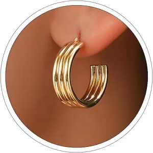 Chunky Gold Earrings for Women Gold Statement Earrings Double Hoop Earrings for Single Piercing Trendy Open Hoop Earrings for Women