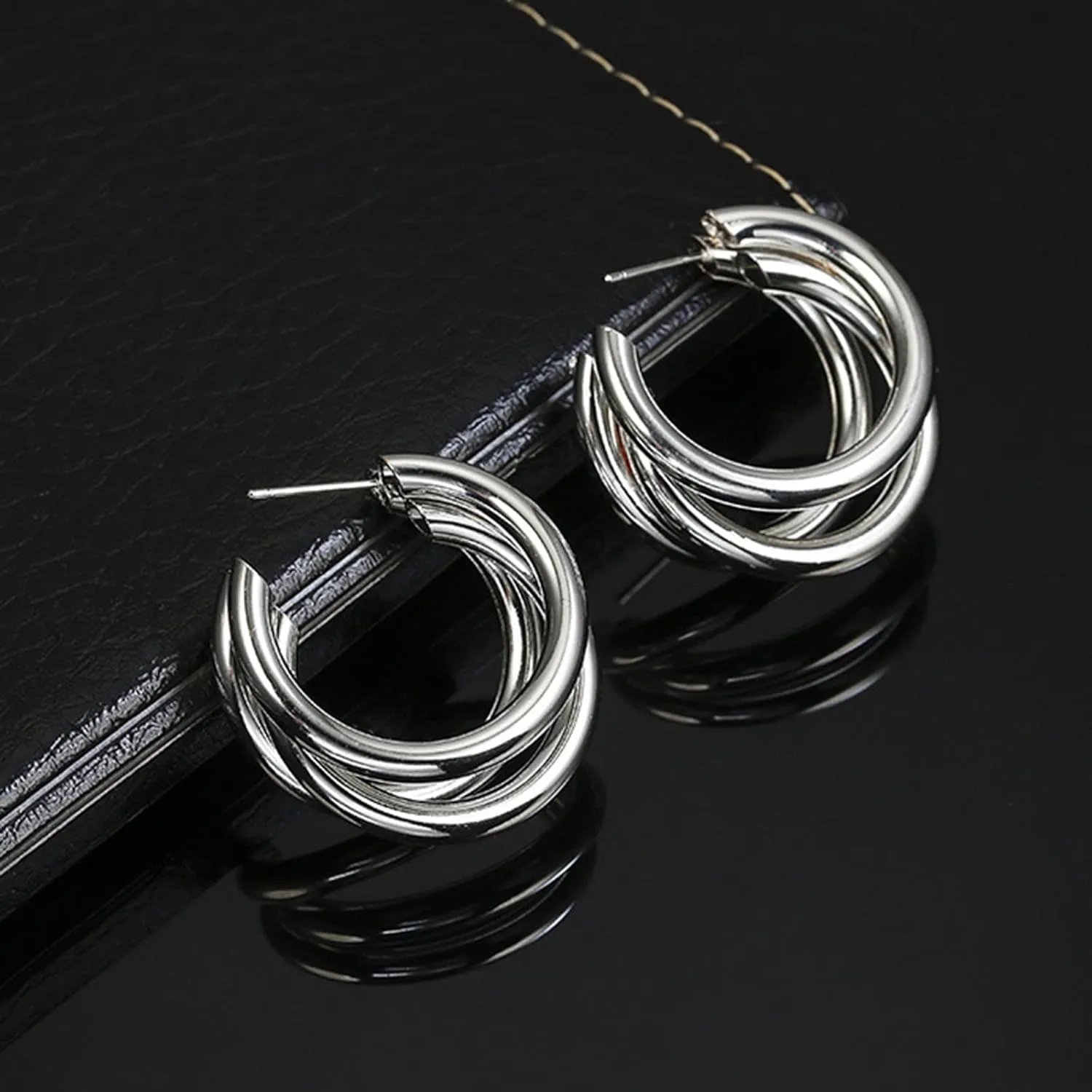 Chunky Gold Statement Earrings for Women,Sterling Sliver Posts Dangle Earrings Mothers Day Valentines Day Trendy Jewelry Gift