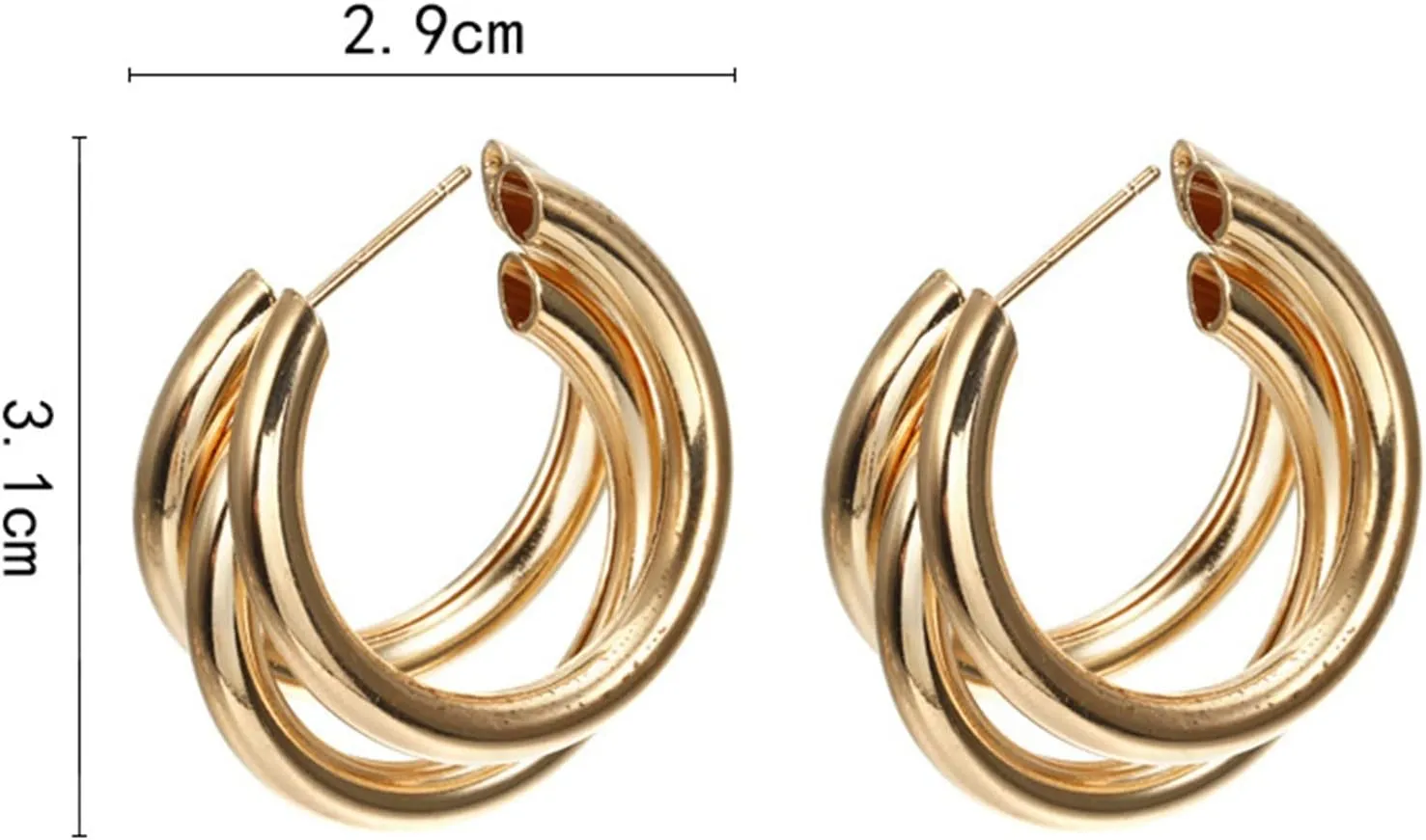 Chunky Gold Statement Earrings for Women,Sterling Sliver Posts Dangle Earrings Mothers Day Valentines Day Trendy Jewelry Gift