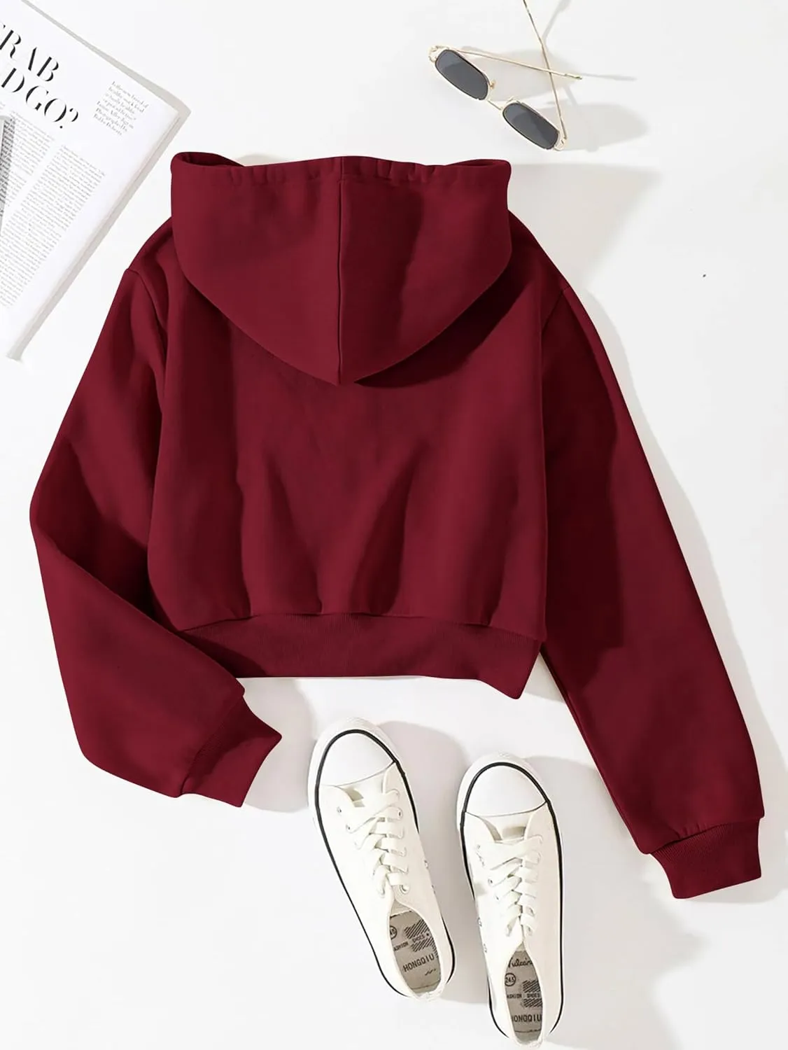 Cioatin Women Fleece Zip Up Crop Hoodies Sweatshirt Y2K Fall Trendy Long Sleeve Athletic Workout Pullover Jacket Sweater