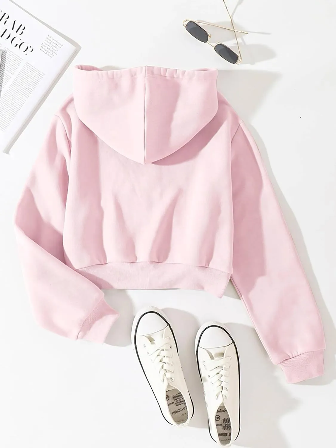 Cioatin Women Fleece Zip Up Crop Hoodies Sweatshirt Y2K Fall Trendy Long Sleeve Athletic Workout Pullover Jacket Sweater