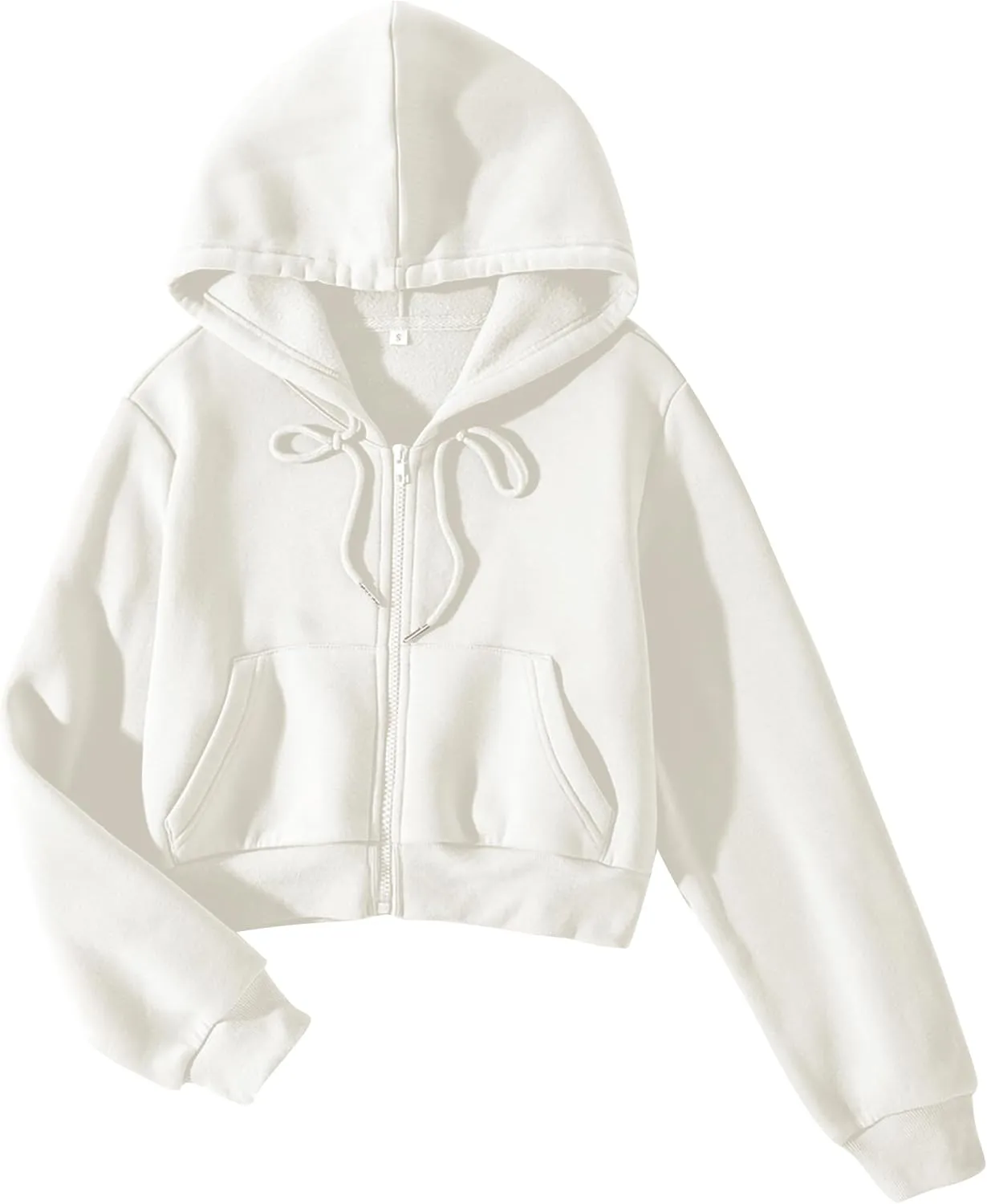 Cioatin Women Fleece Zip Up Crop Hoodies Sweatshirt Y2K Fall Trendy Long Sleeve Athletic Workout Pullover Jacket Sweater