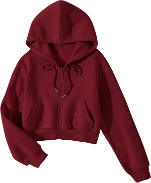 Cioatin Women Fleece Zip Up Crop Hoodies Sweatshirt Y2K Fall Trendy Long Sleeve Athletic Workout Pullover Jacket Sweater