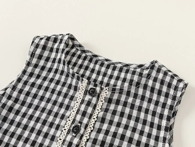 Classic Gingham Lace Trim Dress