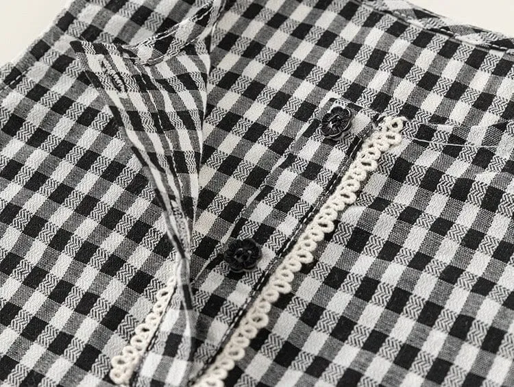 Classic Gingham Lace Trim Dress