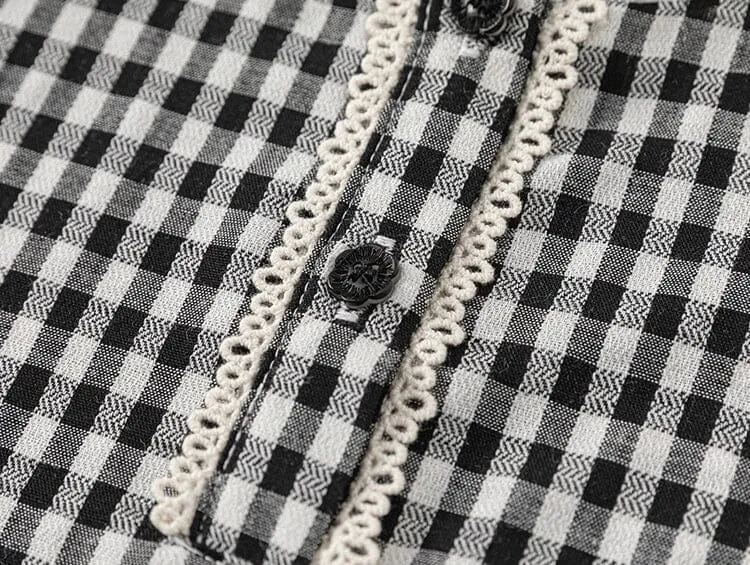 Classic Gingham Lace Trim Dress