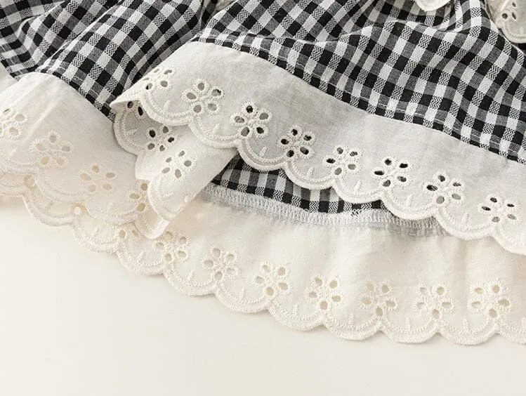 Classic Gingham Lace Trim Dress