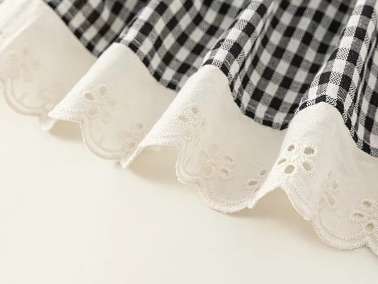 Classic Gingham Lace Trim Dress