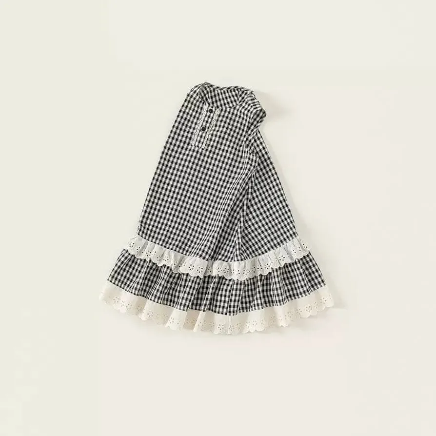 Classic Gingham Lace Trim Dress